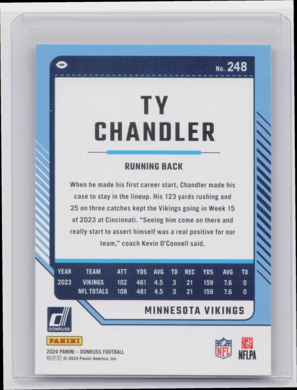 2024 Donruss Ty Chandler Press Proof Red 248 Vikings - Image 3