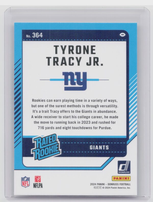 2024 Donruss Tyrone Tracy Jr. RC 364 Giants - Image 3