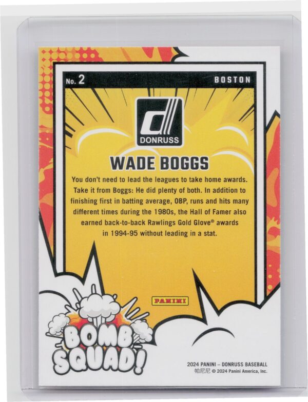 2024 Donruss Wade Boggs #2 Sox Bomb Squad - Image 3
