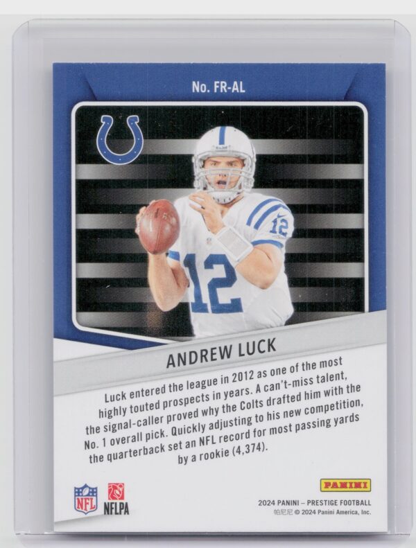 2024 Panini Prestige Andrew Luck FR-AL Colts For the Record - Image 3