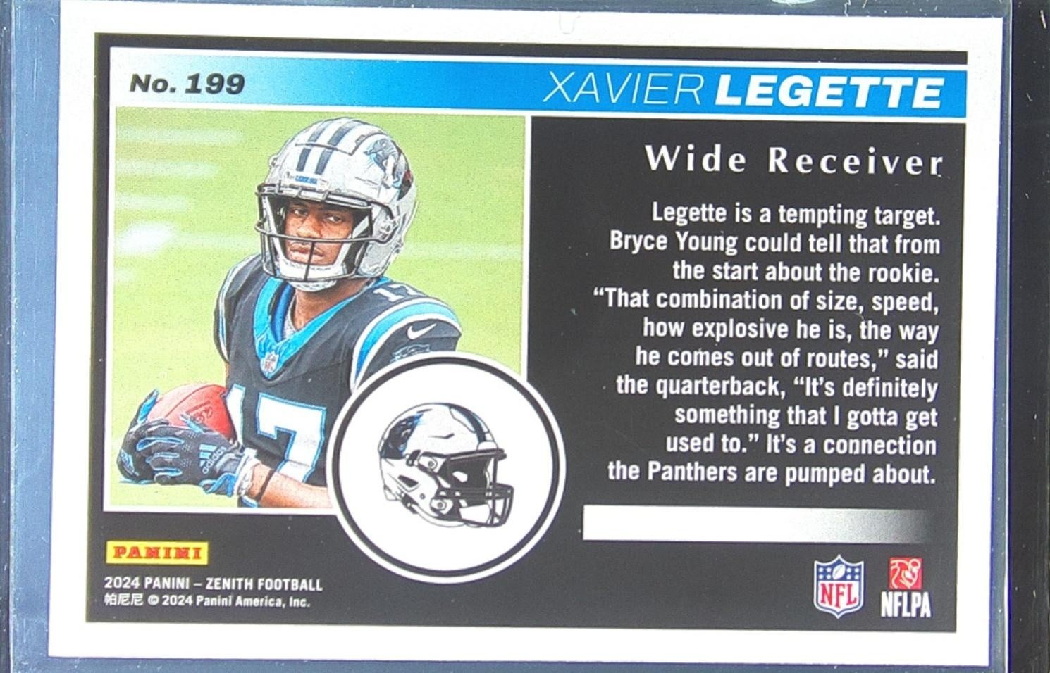 2024 Panini Zenith Xavier Legette Retail RC #199 Panthers - Image 3