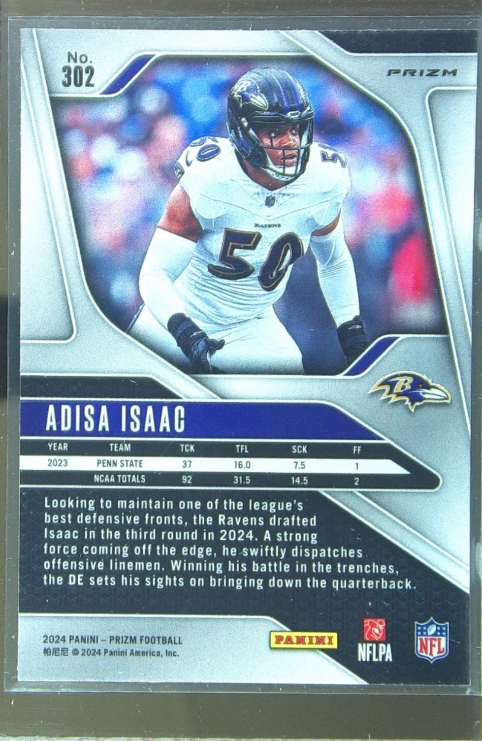 2024 Prizm Adisa Isaac Pink 302 Ravens - Image 3