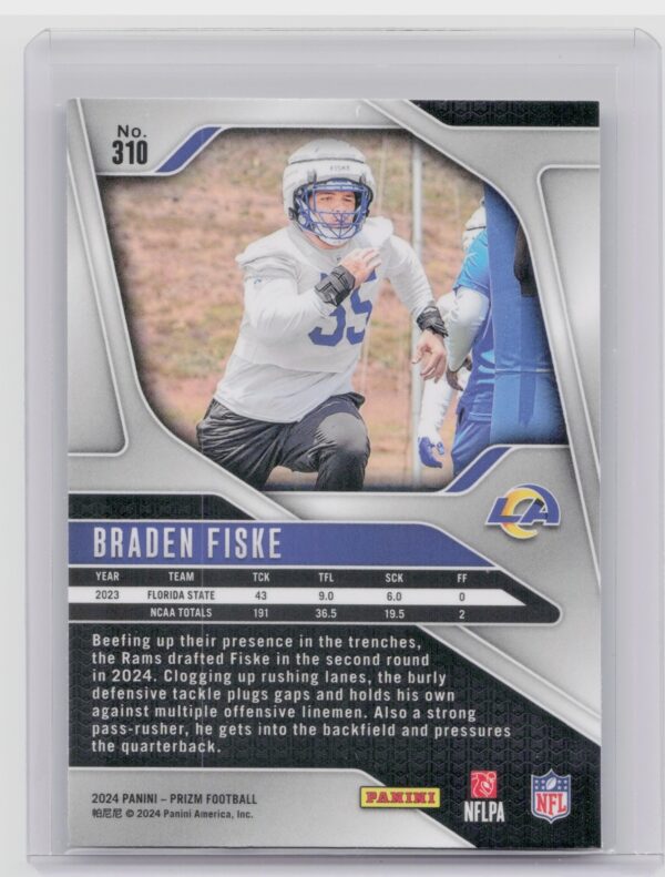 2024 Prizm Braden Fiske RC 310 Rams - Image 3