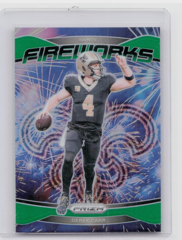 2024 Prizm Derek Carr 11 Saints Fireworks Green Prizm