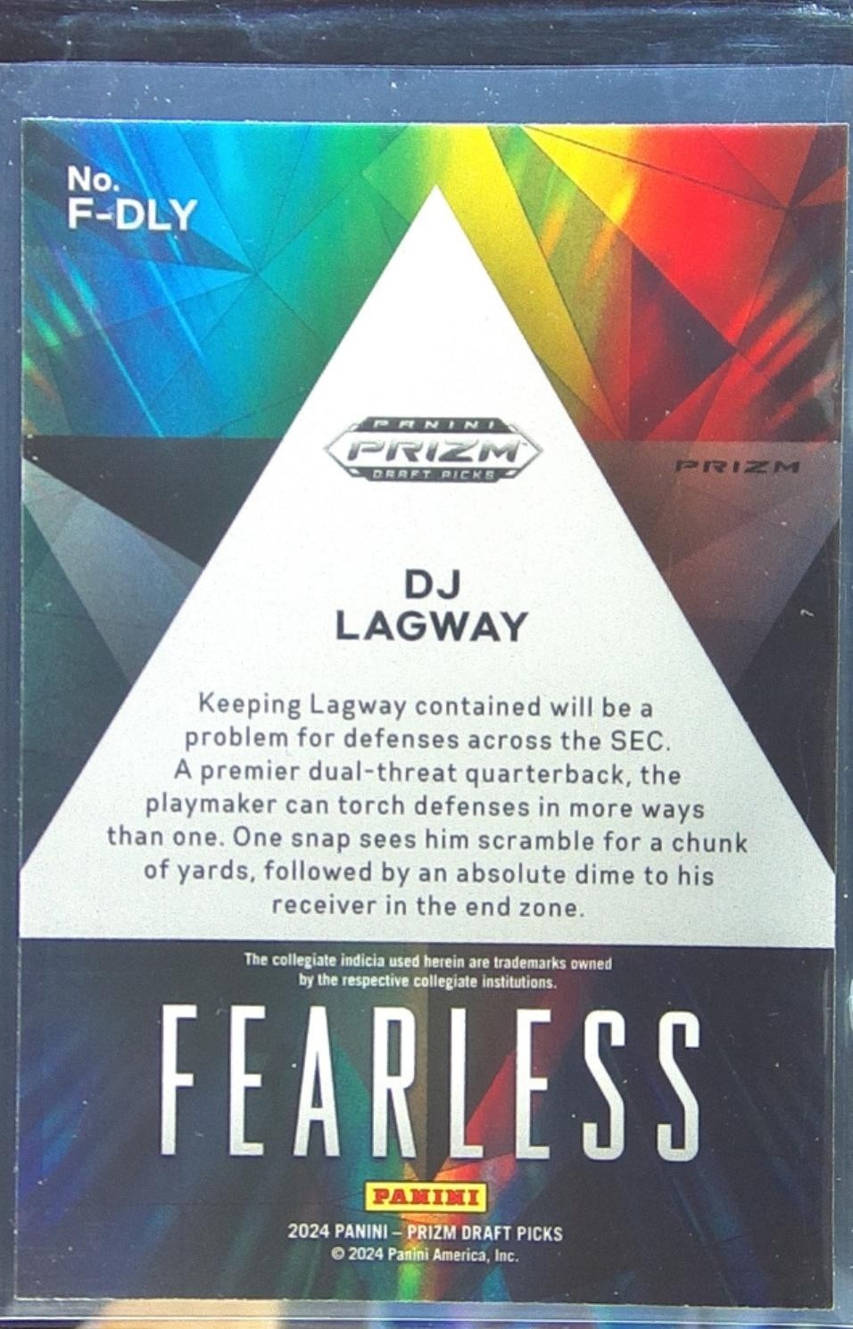 2024 Prizm Draft Picks DJ Lagway #F-DLY Gators Fearless Red Ice - Image 3
