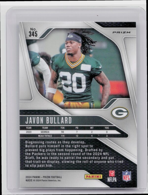 2024 Prizm Javon Bullard Silver 345 Packers - Image 3