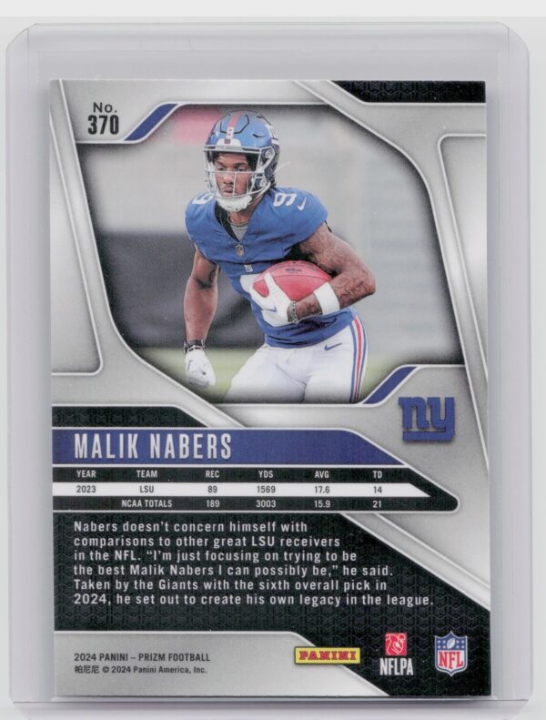 2024 Prizm Malik Nabers RC 370 Giants - Image 3