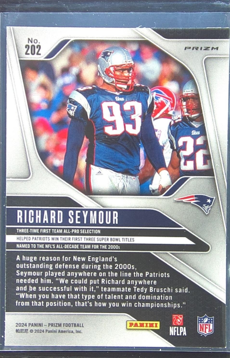 2024 Prizm Richard Seymour Red White and Blue #202 Patriots - Image 3