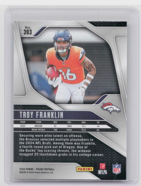 2024 Prizm Troy Franklin RC 393 Broncos - Image 3