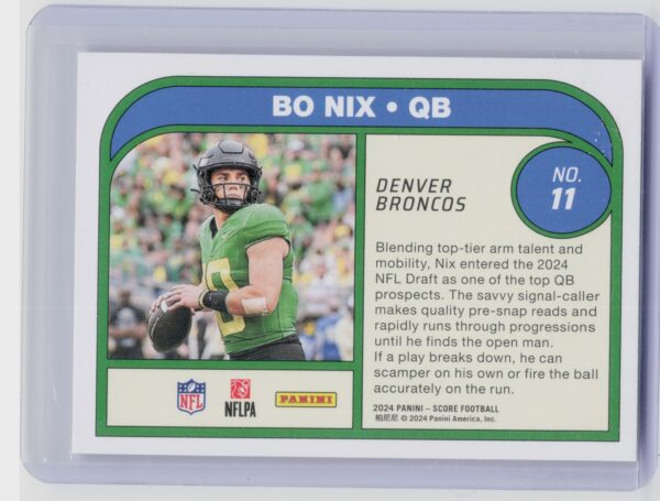 2024 Score Bo Nix RC 11 Broncos Protential - Image 3