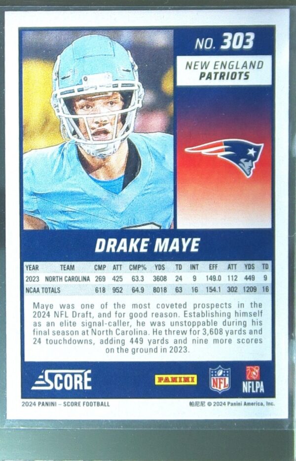 2024 Score Drake Maye RC #303 Patriots - Image 3