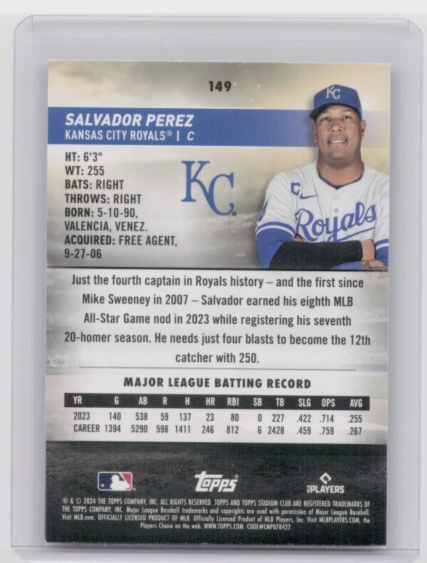 2024 Stadium Club Salvador Perez Red Foil #149 Royals - Image 3
