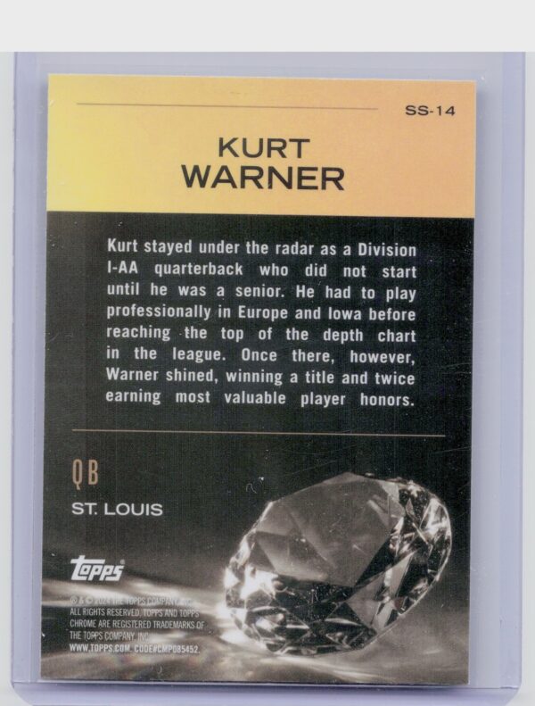 2024 Topps Chrome Kurt Warner SS-14 Rams Sunday Swag - Image 3