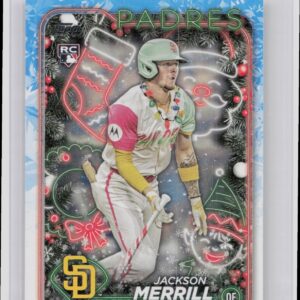 2024 Topps Holiday Jackson Merrill SP Candy Cane Bat VAR RC #H160 Padres