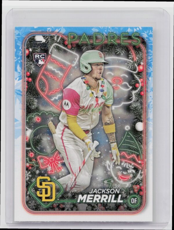 2024 Topps Holiday Jackson Merrill SP Candy Cane Bat VAR RC #H160 Padres