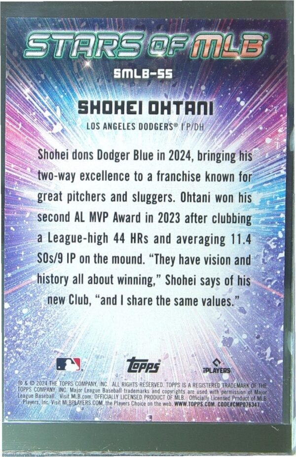 2024 Topps Shohei Ohtani #SMLB-55 Dodgers Stars of MLB - Image 3