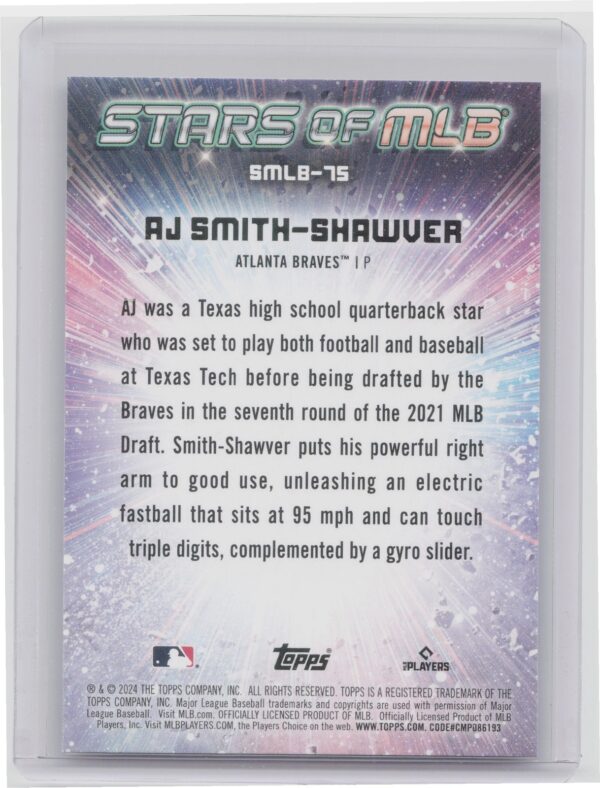 2024 Topps Update AJ Smith-Shawver #SMLB-75 Braves Stars of MLB - Image 3