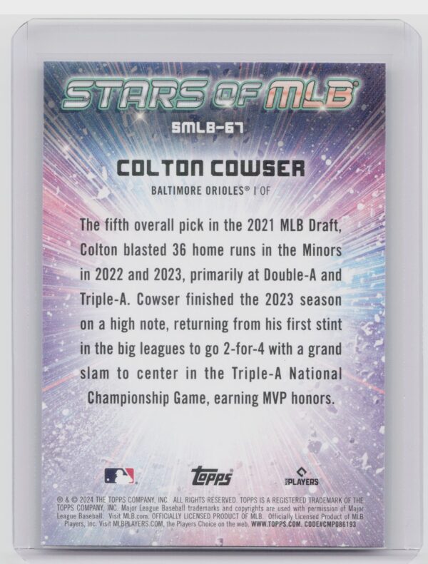2024 Topps Update Colton Cowser #SMLB-67 Orioles Stars of MLB - Image 3