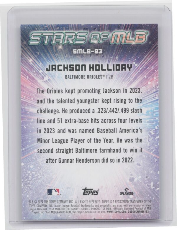 2024 Topps Update Jackson Holliday #SMLB-83 Orioles Stars of MLB - Image 3