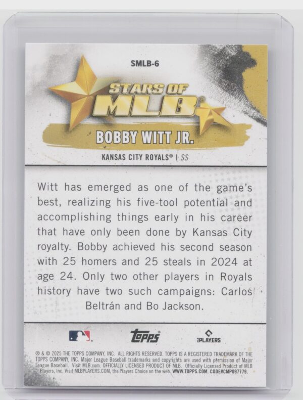 2025 Topps Bobby Witt Jr. #SMLB-6 Royals Stars of MLB - Image 3