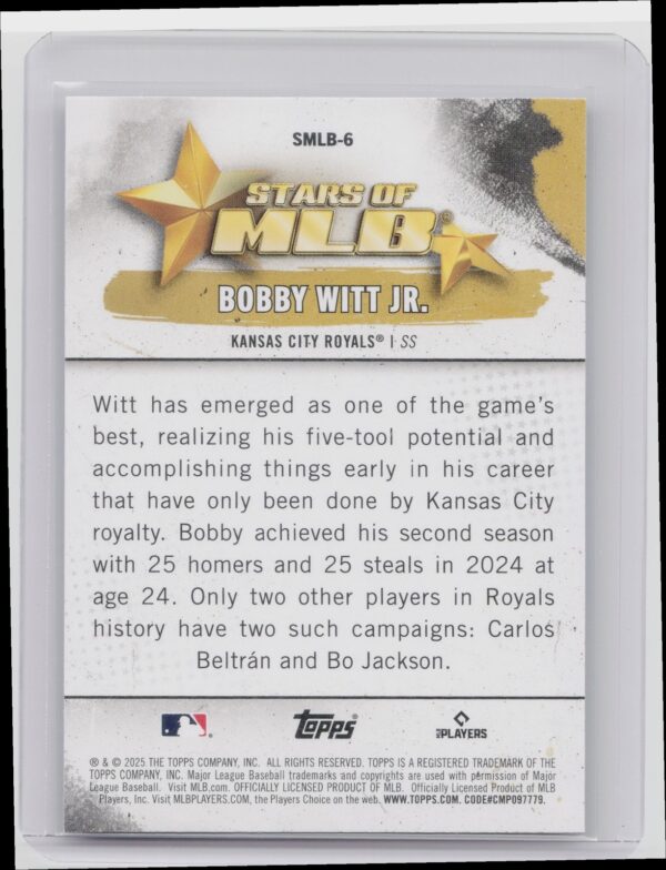 2025 Topps Bobby Witt Jr. #SMLB-6 Royals Stars of MLB - Image 3