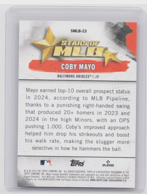 2025 Topps Coby Mayo #SMLB-23 Orioles Stars of MLB - Image 3