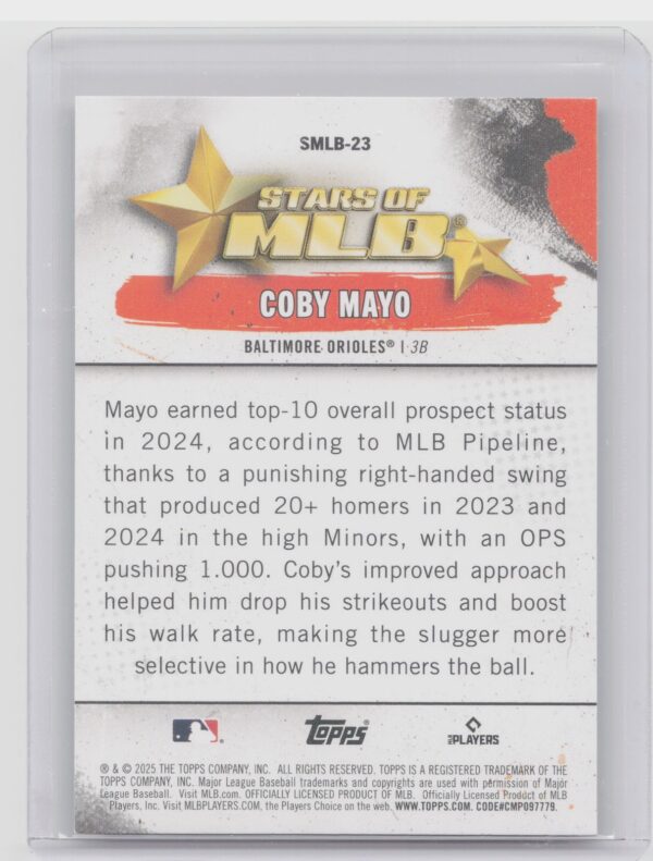 2025 Topps Coby Mayo #SMLB-23 Orioles Stars of MLB - Image 3