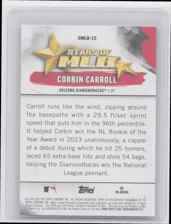 2025 Topps Corbin Carroll #SMLB-15 Diamondbacks Stars of MLB - Image 3