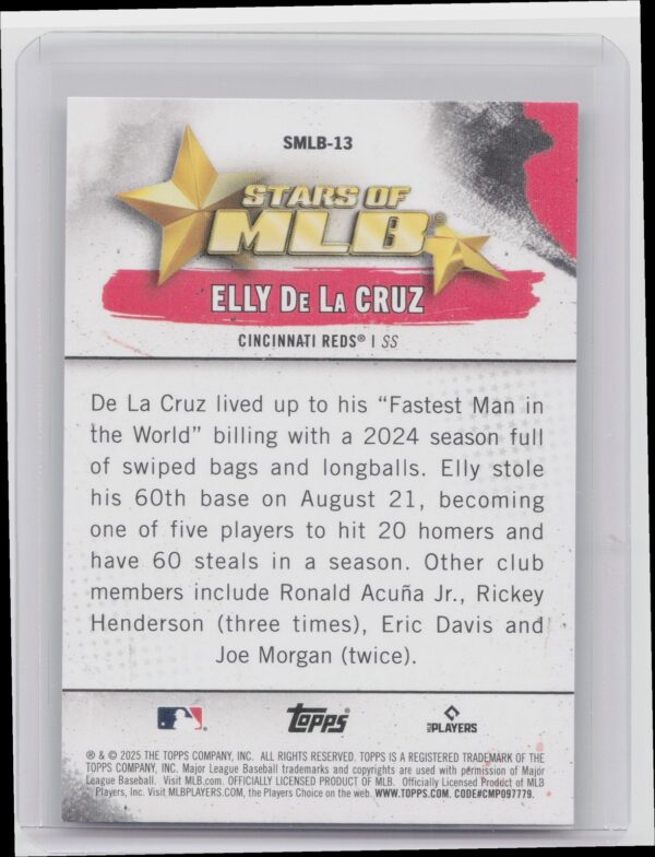 2025 Topps Elly de la Cruz #SMLB-13 Reds Stars of MLB - Image 3