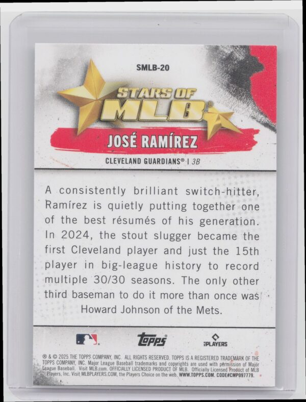 2025 Topps Jose Ramirez #SMLB-20 Guardians Stars of MLB - Image 3