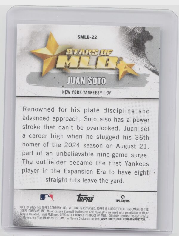 2025 Topps Juan Soto #SMLB-22 Yankees Stars of MLB - Image 3
