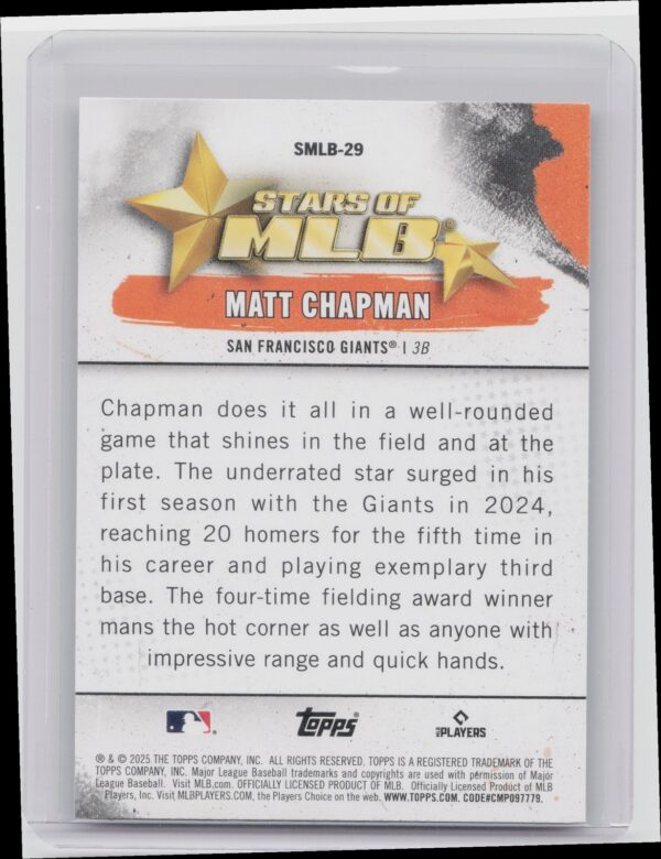 2025 Topps Matt Chapman #SMLB-29 Giants Stars of MLB - Image 3