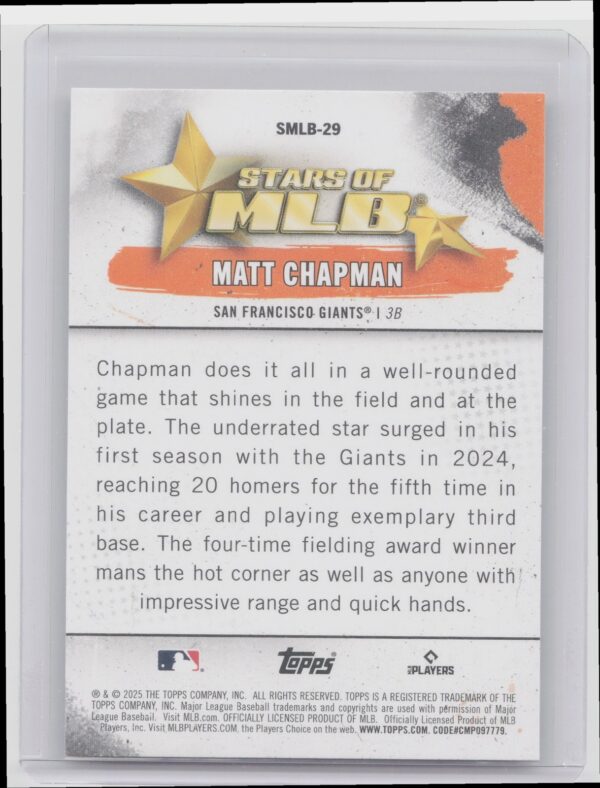2025 Topps Matt Chapman #SMLB-29 Giants Stars of MLB - Image 3