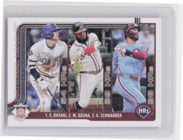 2025 Topps National League Leaders HR Shohei Ohtani / Marcell Ozuna / Schwarber