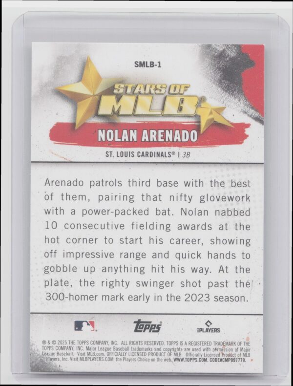 2025 Topps Nolan Arenado #SMLB-1 Cardinals Stars of MLB - Image 3