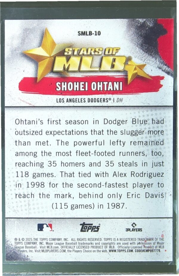 2025 Topps Shohei Ohtani #SMLB-10 Dodgers Stars of MLB - Image 3