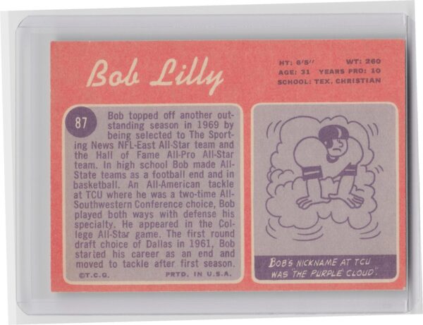 1970 Topps Bob Lilly #87 Cowboys - Image 3