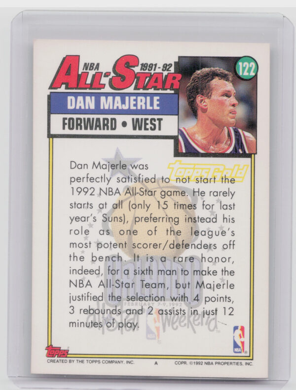1992-93 Topps Dan Majerle Gold #122 Suns - Image 3