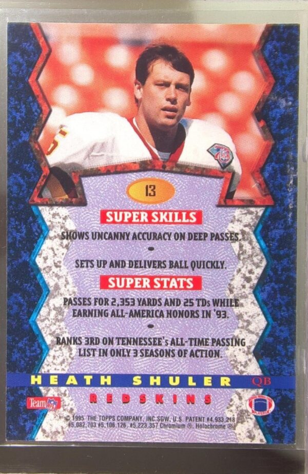 1994 Stadium Club Heath Shuler VAR #13 Redskins Bowman's Best - Image 3
