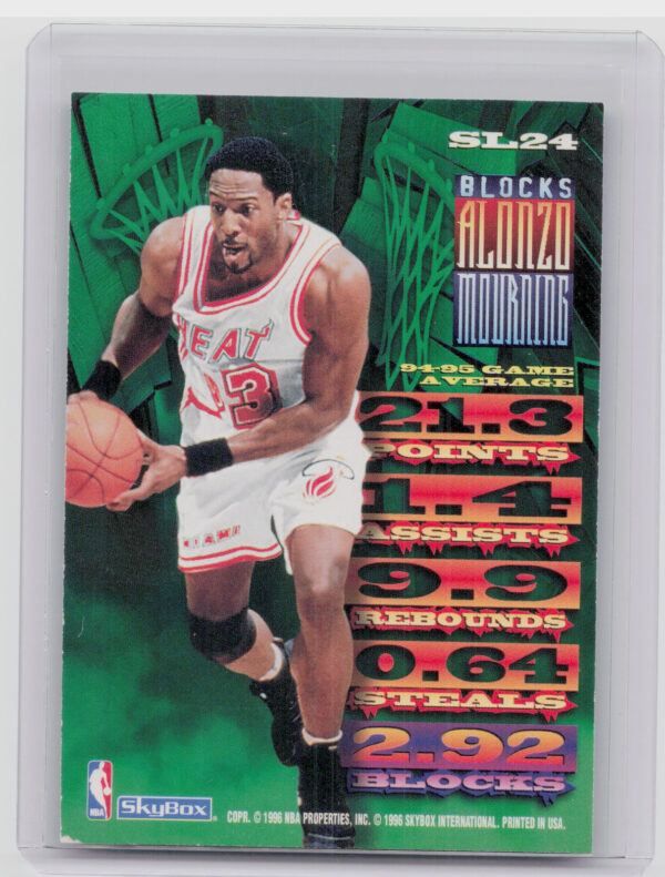 1995-96 Hoops Alonzo Mourning #SL24 Heat Slamland - Image 3