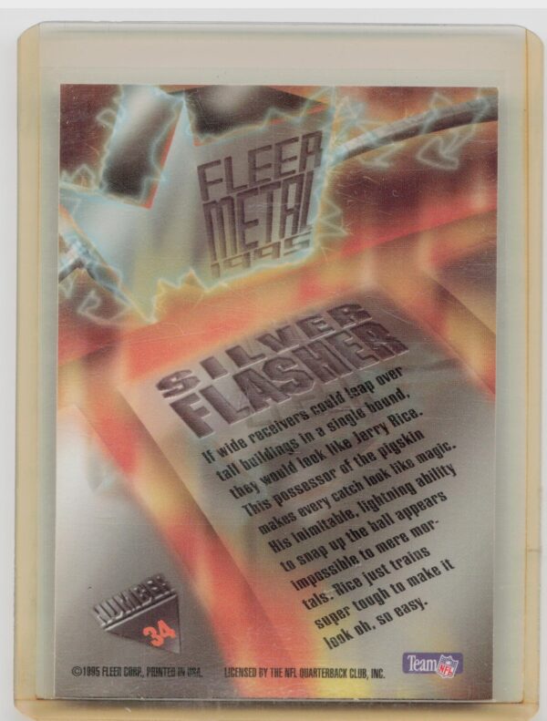 1995 Fleer Metal Jerry Rice #34 49ers Silver Flashers - Image 3