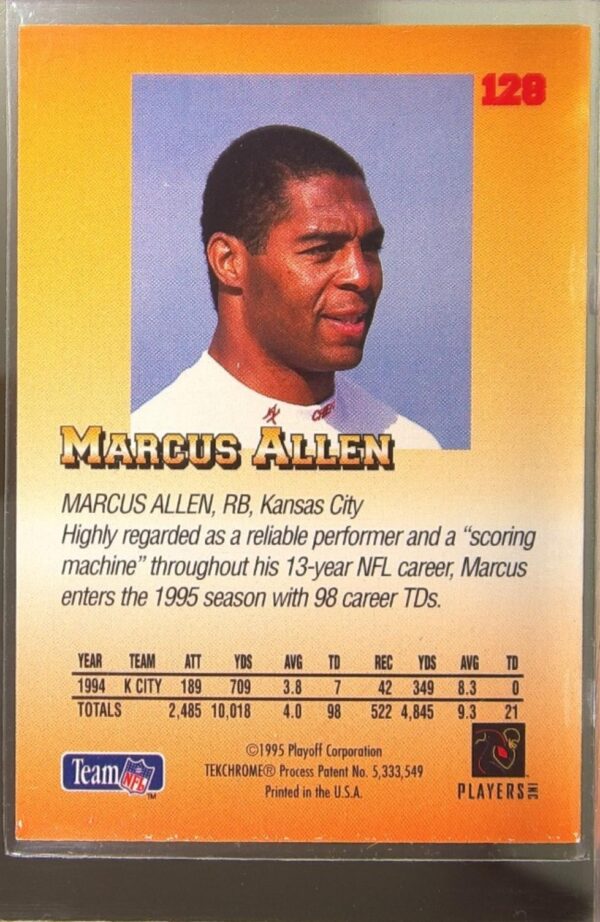 1995 Playoff Prime Marcus Allen #128 Chiefs - Image 3