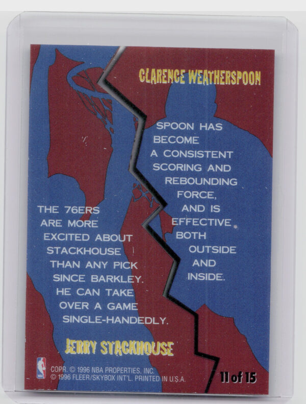 1996-97 Fleer Jerry Stackhouse / Clarence Weatherspoon #11 76ers Game Breakers - Image 3
