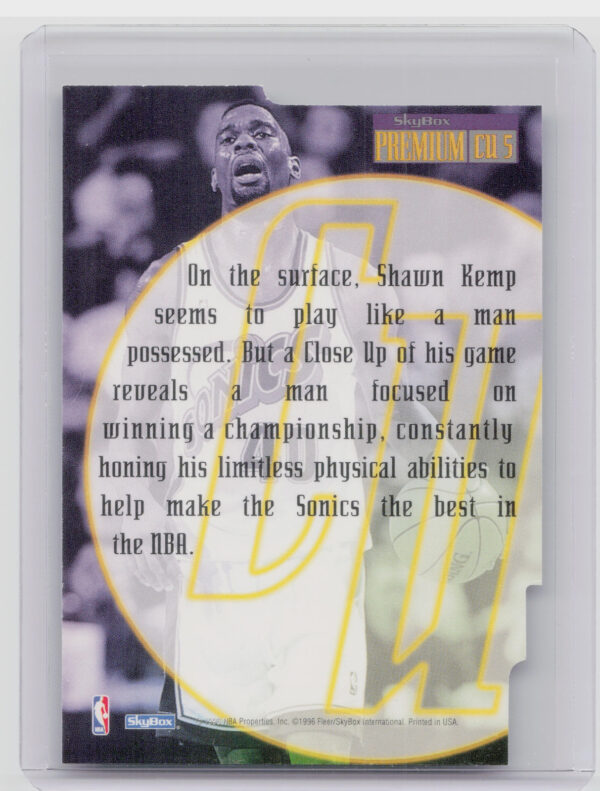 1996-97 SkyBox Premium Shawn Kemp #CU5 SuperSonics Close Ups - Image 3