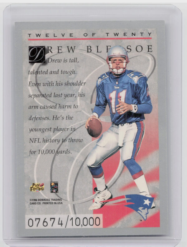1996 Donruss Drew Bledsoe SN10000 #12 Patriots Elite - Image 3