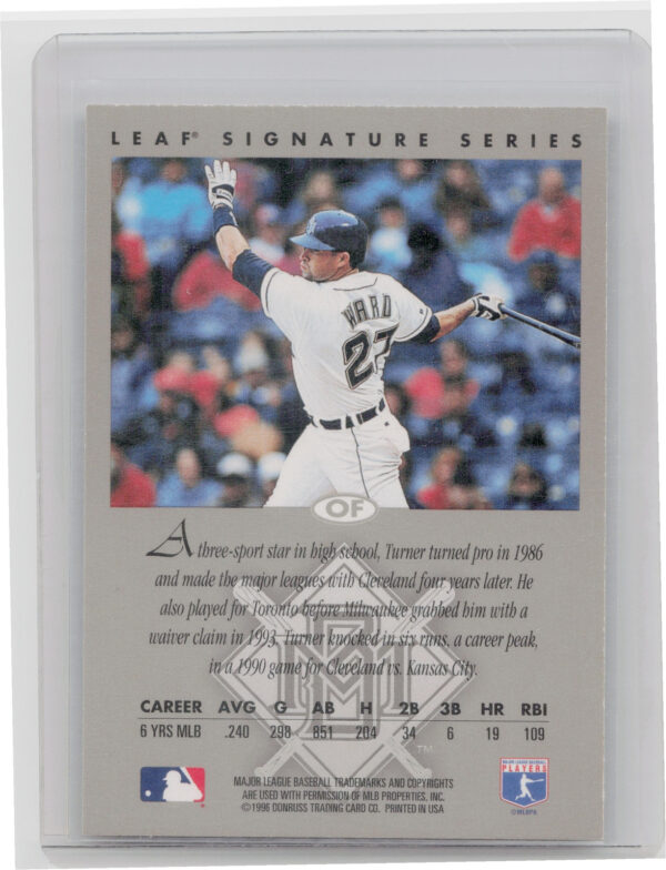 1996 Leaf Signature Series Turner Ward AU #NNO Brewers Autographs Bronze - Image 3