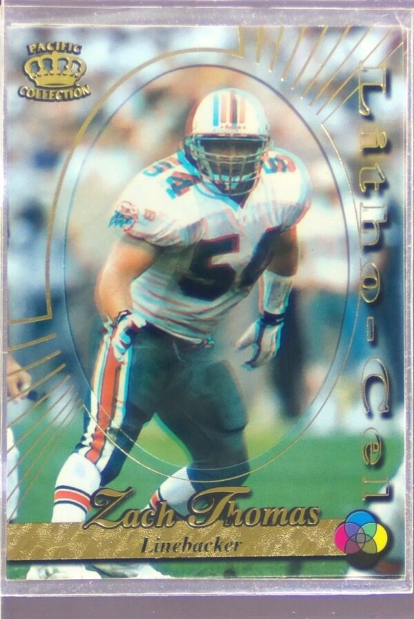 1996 Pacific Litho-Cel Zach Thomas RC #Litho-57 Dolphins