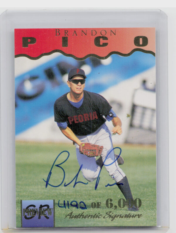 1996 Signature Rookies Preview Brandon Pico Autographs AU SN6000 #28 Cubs