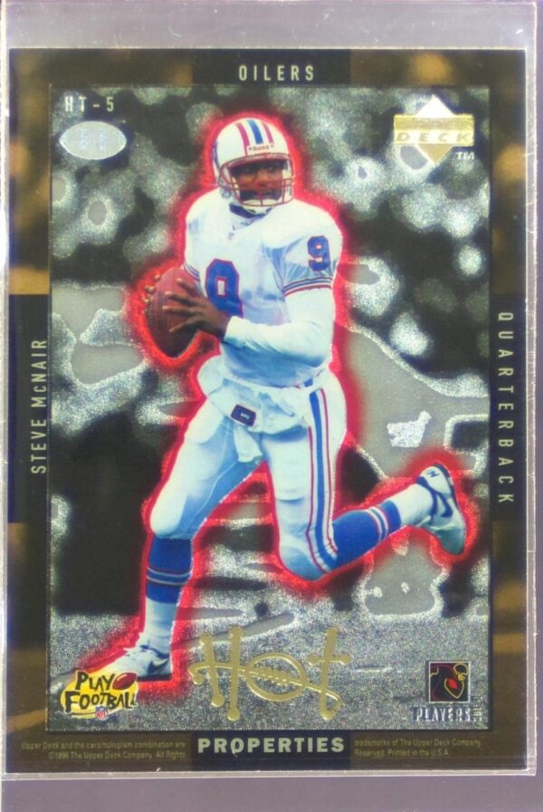 1996 Upper Deck Jeff Blake / Steve McNair #HT-5 Oilers Hot Properties Gold - Image 3