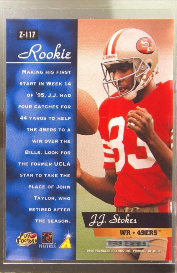 1996 Zenith J.J. Stokes RC #Z-117 49ers - Image 3